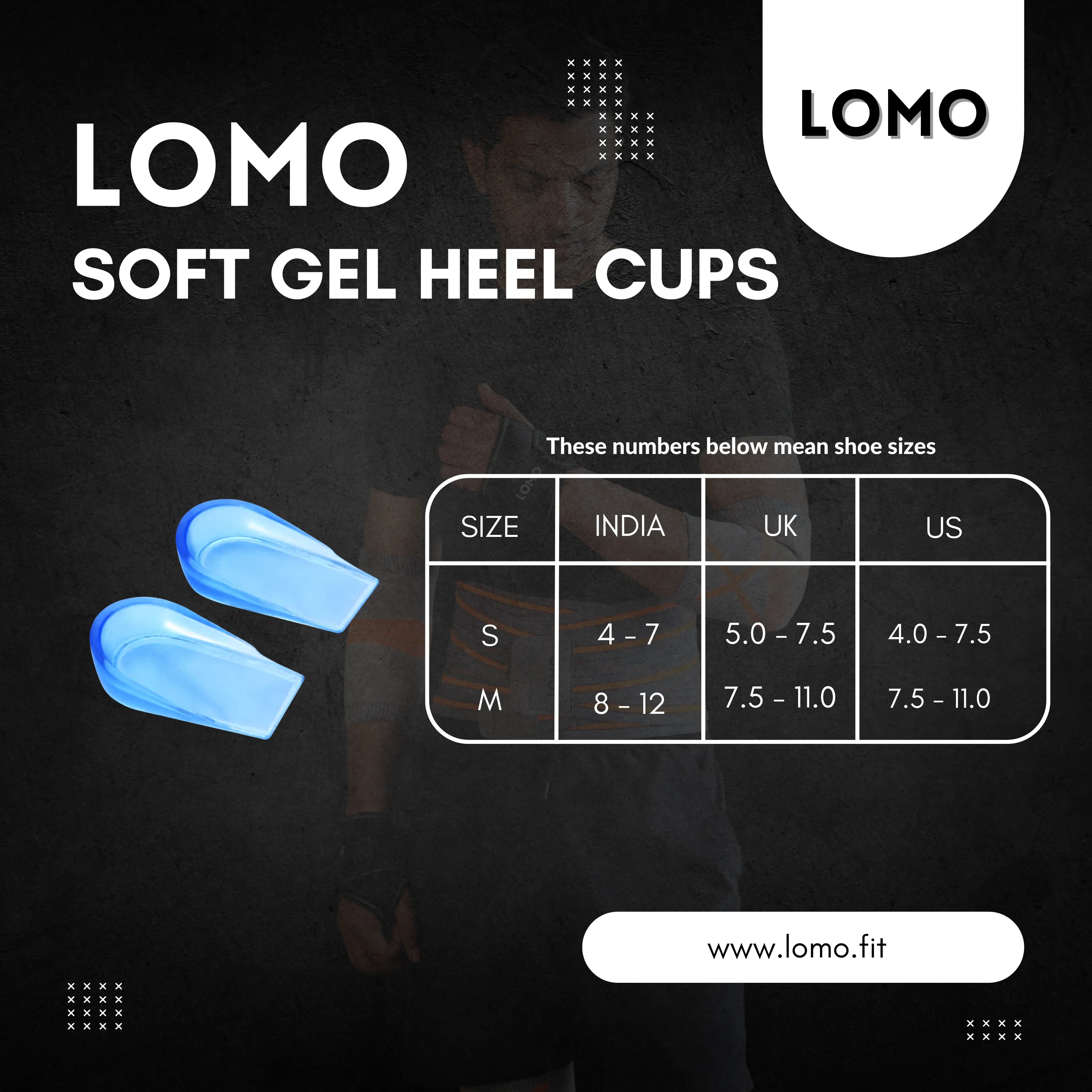 LOMO Gel Polymer Heel Cup Comfortable Pad Cushion for Ankle Pain LOMO